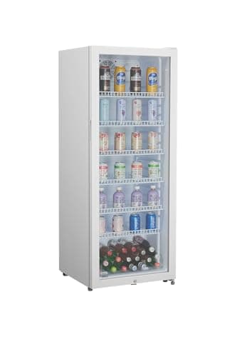METRO Professional Frigorífico para Bebidas GSC4240, Nevera Vertical con Puerta de Cristal, 54 x 54.5 x 139.5 cm, Iluminación Led, 6 Estantes Ajustables, con Cerradura, 4-18 °C (237 L, Blanco)