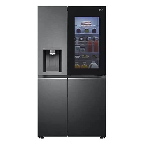 LG GSXV91MCAF, Clase F, 635 L, Frigorífico Side-by-Side con InstaView, Total No-Frost, Dispensador de agua de hielo triturado con UVnano, DoorCooling+, LINEARCooling, Wi-Fi, color negro mate