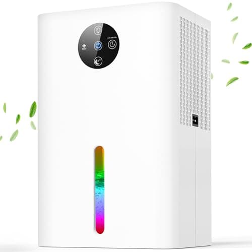 Deshumidificador 1.8LML,Deshumidificadores Electrico Portátil,Silencioso,Descongelación Automática,Apagado Automático,7 Colores Luz,Deshumidificador para el Hogar.