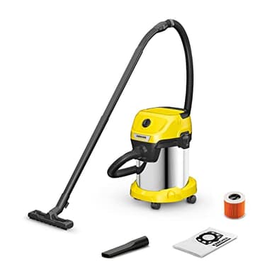 Kärcher Aspirador en Seco y Húmedo WD 3 S V-17/4/20, enchufe, filtro cartucho, filtro fieltro,1000 W, depósito acero inoxidable 17 l, manguera aspiración: 2 m, cable: 4m, función de soplado