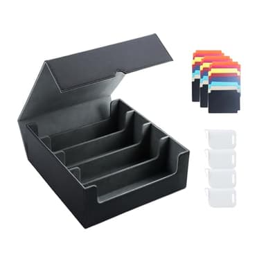 Aischens 4-Row Deck Box 3200 Card Storage Fit for MTG/YGO/TCG/CCG/Magic The Gathering Espaciador, 1400 Double Sleeved Cards, Magnetic Closure PU Case Negro