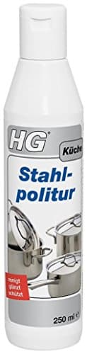 HG Pulidor de acero inoxidable para encimeras, ollas y utensilios de cocina de acero inoxidable, limpia, brilla y protege la placa de cocina de acero inoxidable, 250 ml