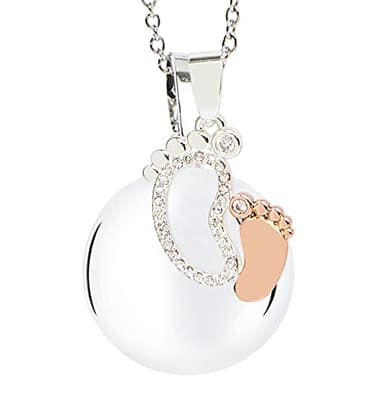 MAMIJUX Llama Angeli Pies Mamá Idea Regalo Embarazo Collar Mujer Llamada de los Ángeles Cadena Acero, Madera