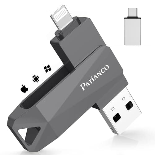Patianco Memoria USB para iPhone 256GB Pendrive Photostick USB3.0 para Type C-iPhone iPad 3 en 1 Flashdrive Memoria para OTG Android/iOS/Tablet/PC/Mac MFi Certificado Transferencia Rápida(256G,Negro)