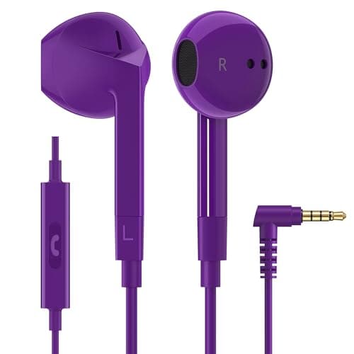 Ludos FEROX Auriculares In Ear con Cable y Microfono, 5 Años de Garantía, Auricular con Jack, Cascos Musica con Graves Potentes, para iPhone, iPad, Samsung, Xiaomi, Gaming, Móvil, MP3 - Violeta
