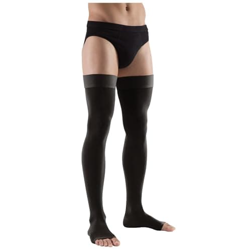 Lauma Medical , 23-32 mmHg Medias de Compresión Abiertas Clase 2, Varices, A menudo Hinchazón en Piernas, Dolor en Pantorrillas y Pies (Largo, talla M, negro) AG307-2D-9999
