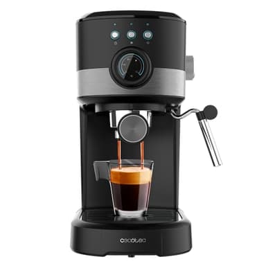 Cecotec Cafetera Express Power Espresso 20 Pecan Pro. 1100 W, Tecnología ForceAroma de 20bars, Vaporizador Orientable, Brazo Doble, Bandeja Calienta Tazas, Cucharilla Dosificadora Prensador Negro