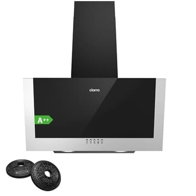 CIARRA CB6736CBK Campana Extractora 60cm Clase A++ 350m³/h 3 Velocidades Potencia Recirculación Interna por Filtro de Carbono de Bajo Extractor Cocina Consumo Cristal y Acero inoxidable