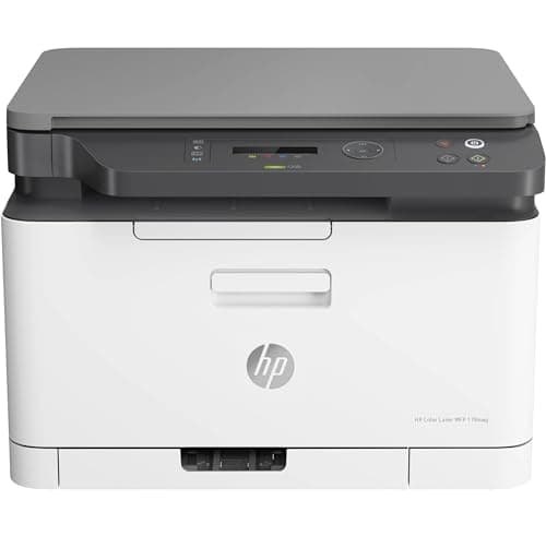 HP Color Laser MFP 178nw 4ZB96A, Impresora Láser Color Multifunción, Imprime, Escanea y Copia, Wi-Fi, Ethernet, USB 2.0 alta velocidad, HP Smart App, Panel de Control LCD, Blanca y Gris