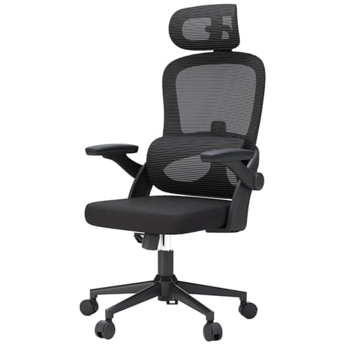 SIHOO M102C Silla ergonomica Escritorio, Silla de Oficina Grande y Alta con reposabrazos Plegables, Soporte Lumbar Ajustable Silla Escritorio, Silla Oficina ergonómica para Uso doméstico - Negro