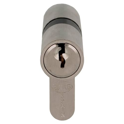 Amig - Cilindro de seguridad | Cerradura para puertas | Leva de 15 mm| Incluye 3 llaves | Plateado Mate | Medidas: 54 (27-27 mm)