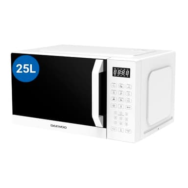 Microondas Daewoo MD-FA257GW-EU, con Grill, 25 Litros de Capacidad, 850W de Potencia, 8 Programas, 5 Niveles de Potencia, Panel Digital, Color Blanco