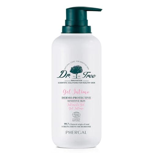 Dr. Tree Gel Intimo Dermoprotector Hipoalergénico, Higiene e Hidratación ECO, Restaura Flora, Elimina el Olor y Calma los Picores, Sin Sulfatos SLE, SLS, Sin parabenos, Sin siliconas, 400 ml