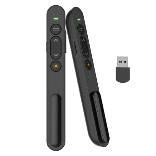Puntero Presentaciones, Presentador de Diapositivas Remoto Mando para PowerPoint/Keynote/Hyperliens/Google Slides/PDF/MS Word para conferencias, reuniones, informes, PowerPoint, etc. Plug & Play