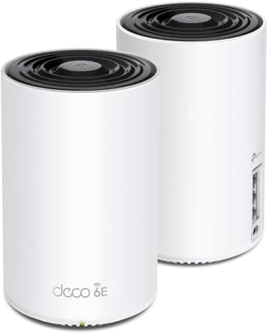 TP-Link Deco XE75 (2-Pack) - WiFi AI Mesh AXE5400 Mbps, WiFi 6E,6GHz, Triple Banda Real, Cobertura WiFi de 510㎡, 3xPuerto Gigabit, Fácil Instalación,hasta 200 Dispositivos, Protección HomeShield