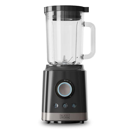 Black+Decker - Batidora de Vaso BXJB2000E 2000W | Jarra de Vidrio 1.8L | Cuchillas de Acero Inox | Funciones TURBO, SMOOTHIE, PICA HIELO | Sistema de Seguridad | Pies Antideslizantes | Boca de Vertido