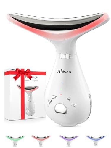 Masajeador Facial Eléctrico Cara Antiarrugas: Aparatos Faciales 4 Colors LED - CalefaccióN a 45℃ EMS Lifting 3 Niveles Vibración Faciales Reductor de Papada - Máquina de Belleza Para Cuello Mujer