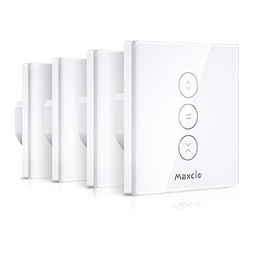 【LED Controlable】Alexa Interruptor Persiana, Maxcio Interruptor Wifi Compatible con Alexa y Google Home, Control de APP y Función de Temporizador, para Motor Persiana, Motor Tubular-4 Packs