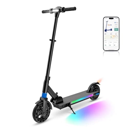 E-RIDES Patinete Eléctrico para Niños 8 Años o Más, 250W Motor,Lámpara de Arco Iris de Color, Pantalla LED, Máx.25 km/h,Altura Ajustables, Plegable Patinete Electrico Niño, Regalo Ideal para Niños