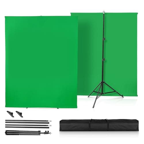 Greenscreen - Fondo con soporte, Heorryn 2 x 1,5 m, kit de soporte para fotografía con pantalla verde Chromakey para sesión de fotos, juegos, grabación de fotos y vídeo