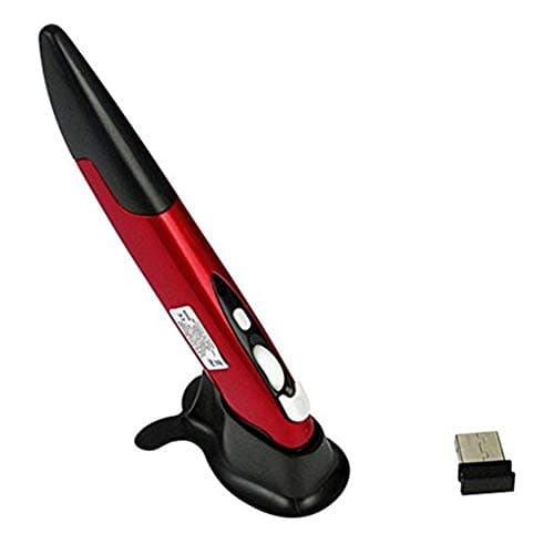Ratón óptico inalámbrico con bolígrafo, Ratón óptico inalámbrico con bolígrafo USB, 2.4GHz 500 / 1000DPI Escritura a mano ajustable Mini Air Mouse Ratones para PC Computadora portátil portátil(Rojo)