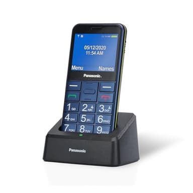 Panasonic KX-TU155EXCN 2G Teléfono Móvil para Mayores, Llamada Prioritaria, Teléfono con Botones Grandes, Compatible con Audífonos, Bluetooth, Radio FM, Cámara, Base de Carga, Azul