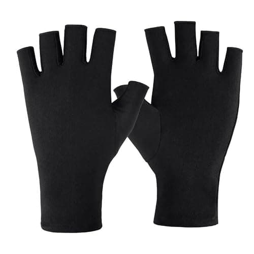 EUZUXU Guantes de Protección UV para Uñas, Guantes de Manicura Profesional Protección anti-UV Guante sin Dedos, para Ciclismo Conducción Pesca Fitness (Negro)