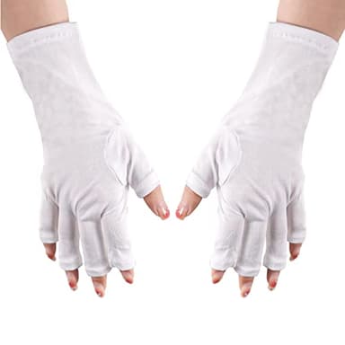 KINBOM Guantes AntI UV, Guantes Luz UV sin Dedos Guantes Protectores UV Cortos Guantes Anti Rayos UV para Manicura de Gel, Salón de Uñas, Hogar, Deportes Al Aire Libre (1 Par, Blanco)