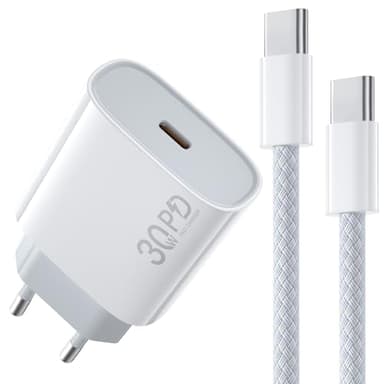 Cargador Carga Rapida for iPhone 16/16 Plus/16 Pro/16 Pro MAX/iPhone 15 Pro MAX, 30W USB C Carregador Enchufe Rapido con 2M Cable Cargador Tipo C