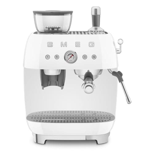 SMEG EGF03WHEU Cafetera Espresso con Molinillo, Plastic, Blanco