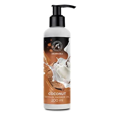 Aceite de Masaje Sensual de Coco 200ml - con Aceites Naturales de Almendras y de Semilla de Uva - Comestible y Besable - Aceite Corporal para Él y Ella - Aceite de Masaje y Relajación