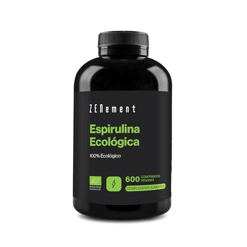 600 Comprimidos de Espirulina Ecológica - Alga 100% Eco de Alta Pureza - 3000 mg por Dosis - Saciante y Detox - Rica en Proteína Vegana - Sin Aditivos ni Alérgenos