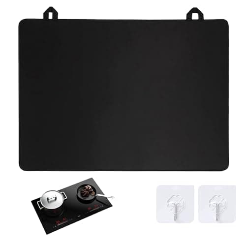 RYAN Placa Inducción Tapete Silicona 61x52CM Protector Vitroceramica Con Gancho Reutilizables Antideslizante Alfombrillas para Cocina Inducción (Negro)