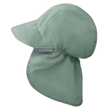 LaLoona Gorro Bebe con Protección Cuello UPF 80+, Gorra con Visera Bebe Anti UV Transpirable, Gorro Playa Bebe con Certificado OEKOTEX Standard 100, Unisex - Menta 43/45