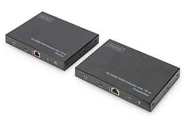 DIGITUS DS-55513 Extensor KVM HDMI - UHD 4K 60 Hz - 70 m mediante cable LAN - Set: Transmisor y Receptor - Loop-Out, Audio - HDMI 2.0 & HDCP 2.2/1.4