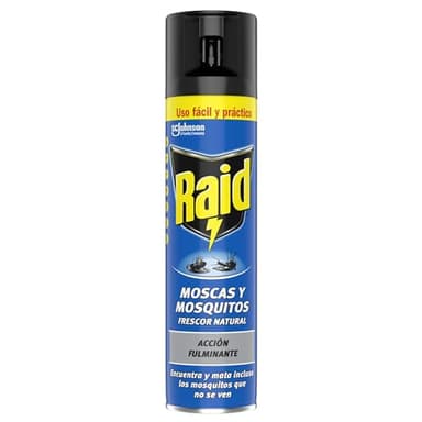 Raid Spray Insecticida - Aerosol para Moscas y Mosquitos, Frescor Natural. Eficacia inmediata. Unidad, 400ml