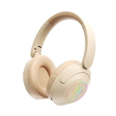 LAIBUY Auriculares Bluetooth con 5 modos de ecualización, 60 h de tiempo de reproducción, plegables, ligeros, con LED Hi-Fi, sonido estéreo para oficina, teléfono móvil, juegos, PC (caqui)