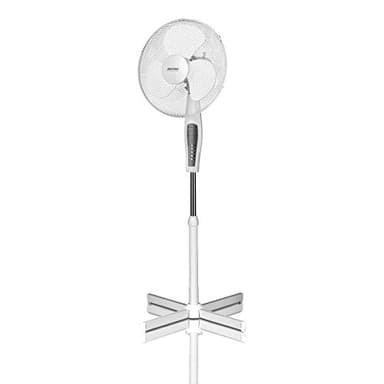 MPM MWP-19 Ventilador de pie oscilante, 42 cm, Altura Ajustable, Temporizador 7,5 Horas, 3 velocidades, Mando a Distancia, Blanco, 50W