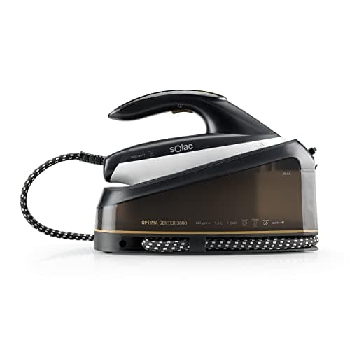 Solac CPB6100 Optima Center 3000 - Centro de planchado, 7 bares de presión, silencioso, 3000 W, Quick-Start en 30", golpe vapor 400 g/min, máx vapor constante 130 g/min, 1.5 L, cerámica, Multicolor