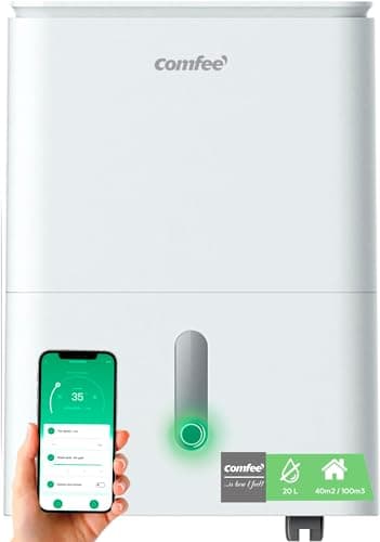 COMFEE' Deshumidificador de Humedad WiFi 20L Easy Dry interior 40 m2 / 100 m3 - Deshumificador Eléctrico Silencioso con App Control - Dehumifier bajo consumo con depósito extraible + 4 Modos