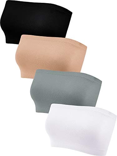 Geyoga 4 Sujetadores Bandeau sin Tirantes (Colores Elegantes, S)