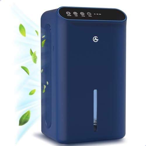 AG 340 Deshumidificador – Purificador de Aire – Filtro de Carbón – Gran Tanque de Agua con Capacidad de 2,5L, 750ml/día de Deshumidificación, Área 10-35m² – Ahorro de Energía –Iluminación de 7 Colores