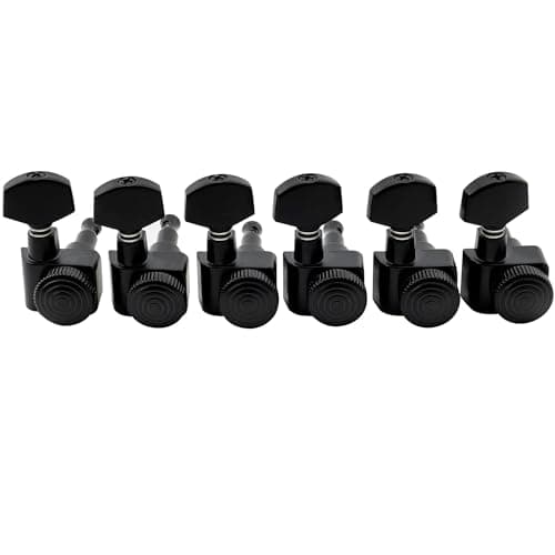 Musiclily Pro 6 en Línea 2-pins Metal Guitarra Clavijas de Afinación Clavijeros Bloqueantes de Repuesto para Guitarra Eléctrica Fender Strat Tele, Negro