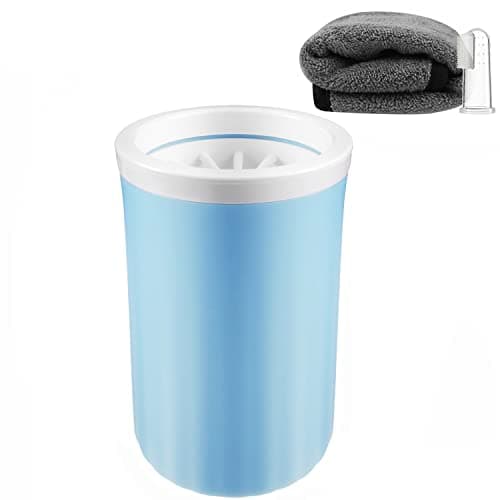 Lzansuii Limpiador Pata Perro, Portátil Extraíble Suave Cepillo Cerdas Silicona Limpiador de Patas Taza (con 1 Toalla, 1 Cepillo Dientes) para Masaje de Mascotas Garras Sucias(Grande)