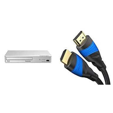 Panasonic DMP-BDT168EG Reproductor de BLU-Ray 3D Plata DVD/BLU-Ray Player DVD/BLU-Ray Players + KabelDirekt 2m Cable HDMI 4K, Compatible con HDMI 2.0a/b, 2.0