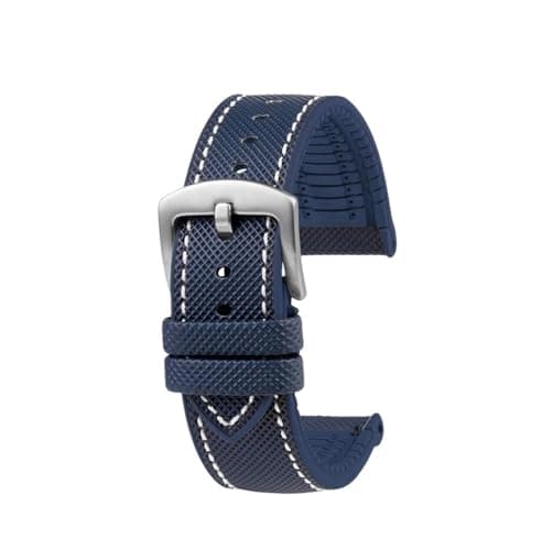 AXTGBHL Ajuste for CITIZEN Blue Angel Men Radio Wave Watch AT8020-54L/8020-03L/JY8078 Series lona Nylon + correas de reloj de goma 22mm 23mm(C-Blue white-S pin,23mm)