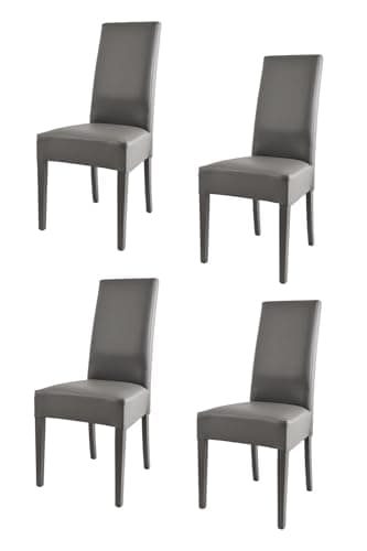t m c s Tommychairs - Set 4 sillas Luisa para Cocina, Comedor, Bar y Restaurante, solida Estructura en Madera de Haya y Asiento tapizado en Polipiel Gris Oscuro