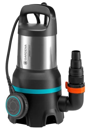 Gardena Bomba sumergible de aguas residuales 25000: bomba sumergible de 25 000 l/h, auto., int. flotación func. continuo, partículas suciedad hasta 38 mm, sistema acoplamiento rápido, 1100 W (9046-20)