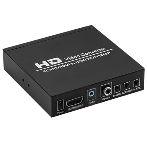 Mcbazel SCART+HDMI a HDMI con 3.5mm Convertir 480I(NTSC)/576I(PAL) de Formato a 720P/1080P Salida de señal HDMI, conéctese con el DVD/decodificador/Reproductor HD/Consola(PS2/PS3PSP/Wii/Xbox360)