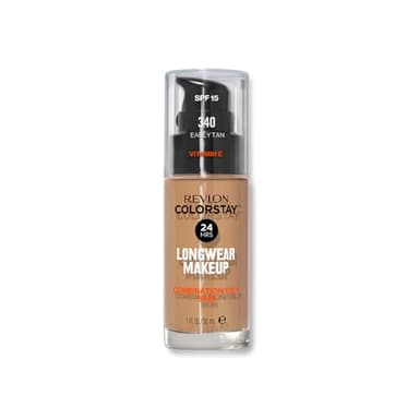 REVLON - ColorStay Base de Maquillaje SPF 15, con Vitamina E, Cobertura Media-Alta, Larga Duración, Acabado Mate, Resistente al Agua, para Piel Mixta-Grasa, Tono 340, Early Tan - 30 ml